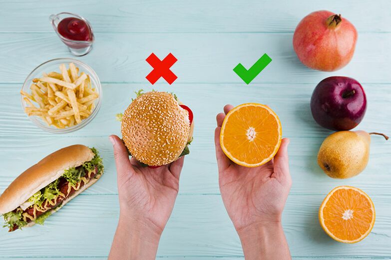 Zum Abnehmen werden Fast-Food-Snacks durch Obst ersetzt