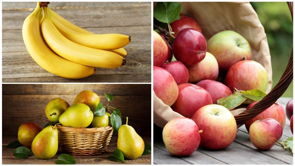 Gute Früchte für Gicht sind Bananen, Birnen und Äpfel. 